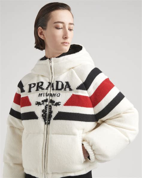 prada womens down jacket|prada cropped cashmere down jacket.